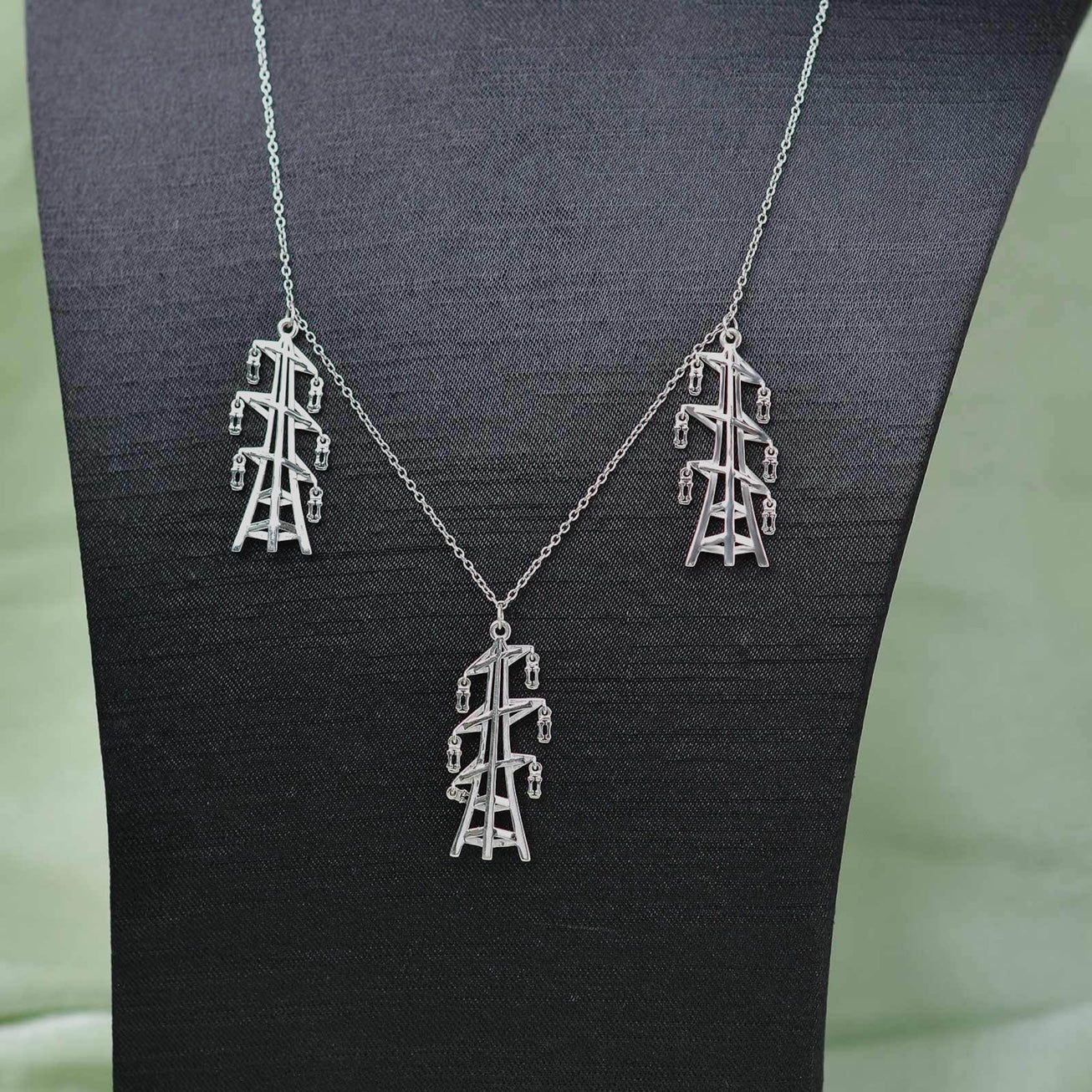 God of The Wired Powerlines Triple Pendant Necklace